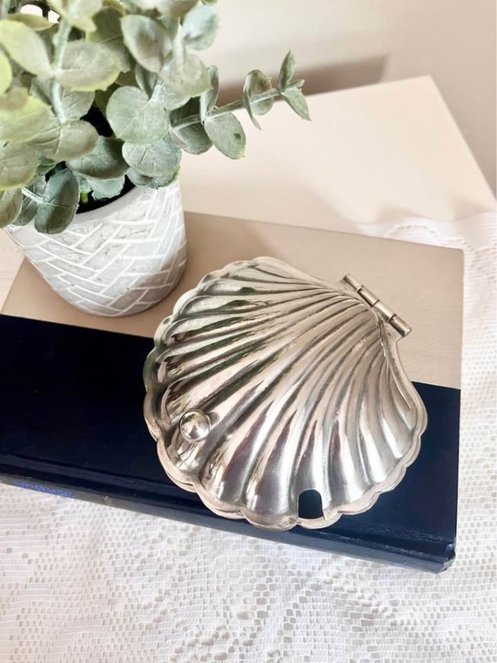 Vintage Silverplate Shell Dish Jewelry Holder Mermaidcore